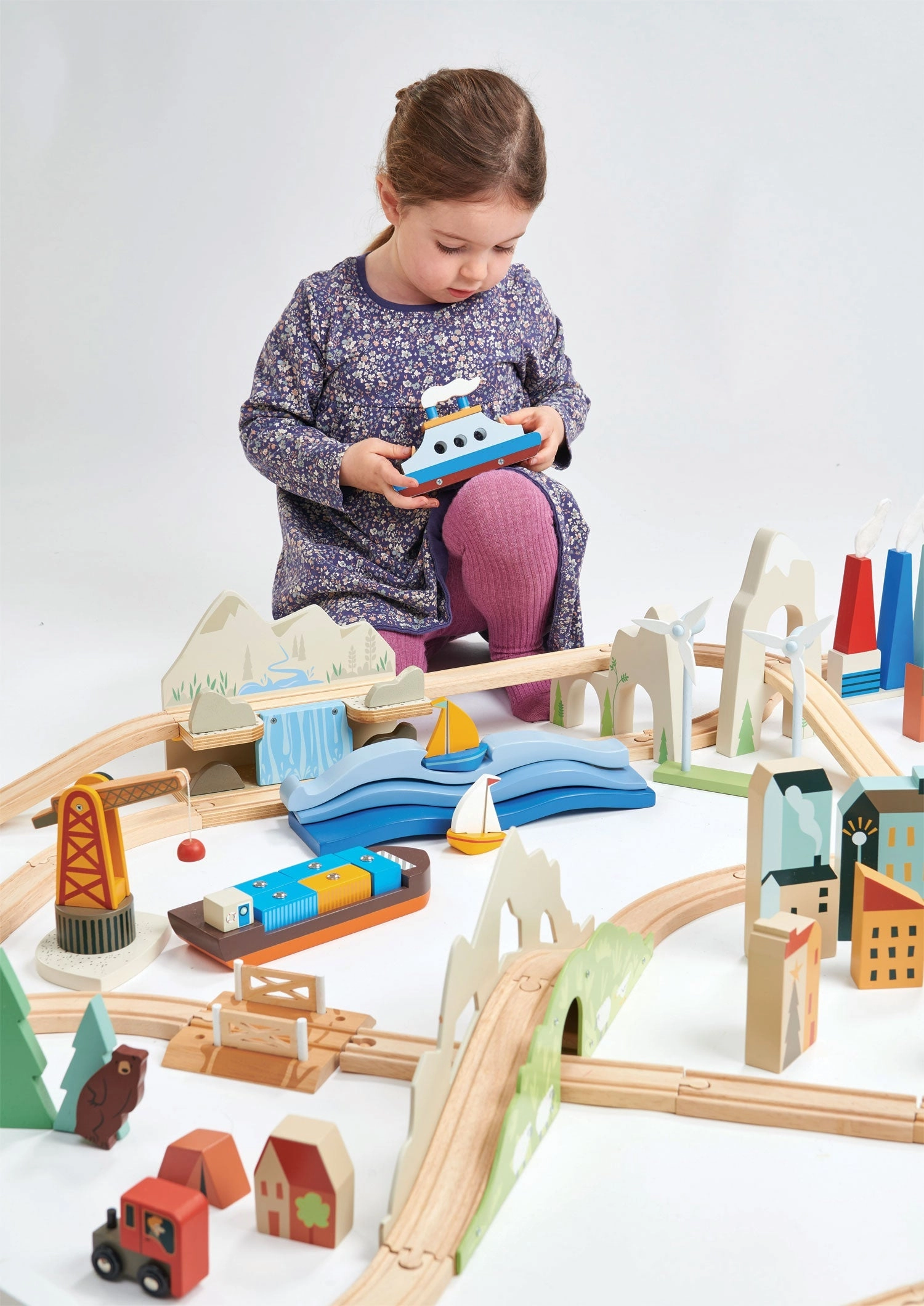 Mountain View Wooden Train Set