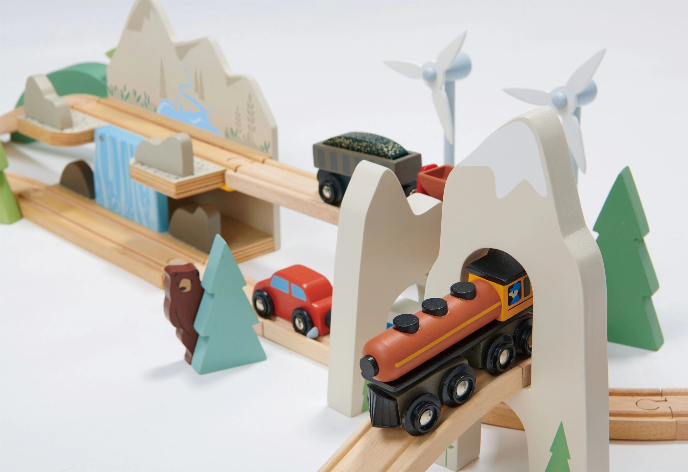 Mountain View Wooden Train Set