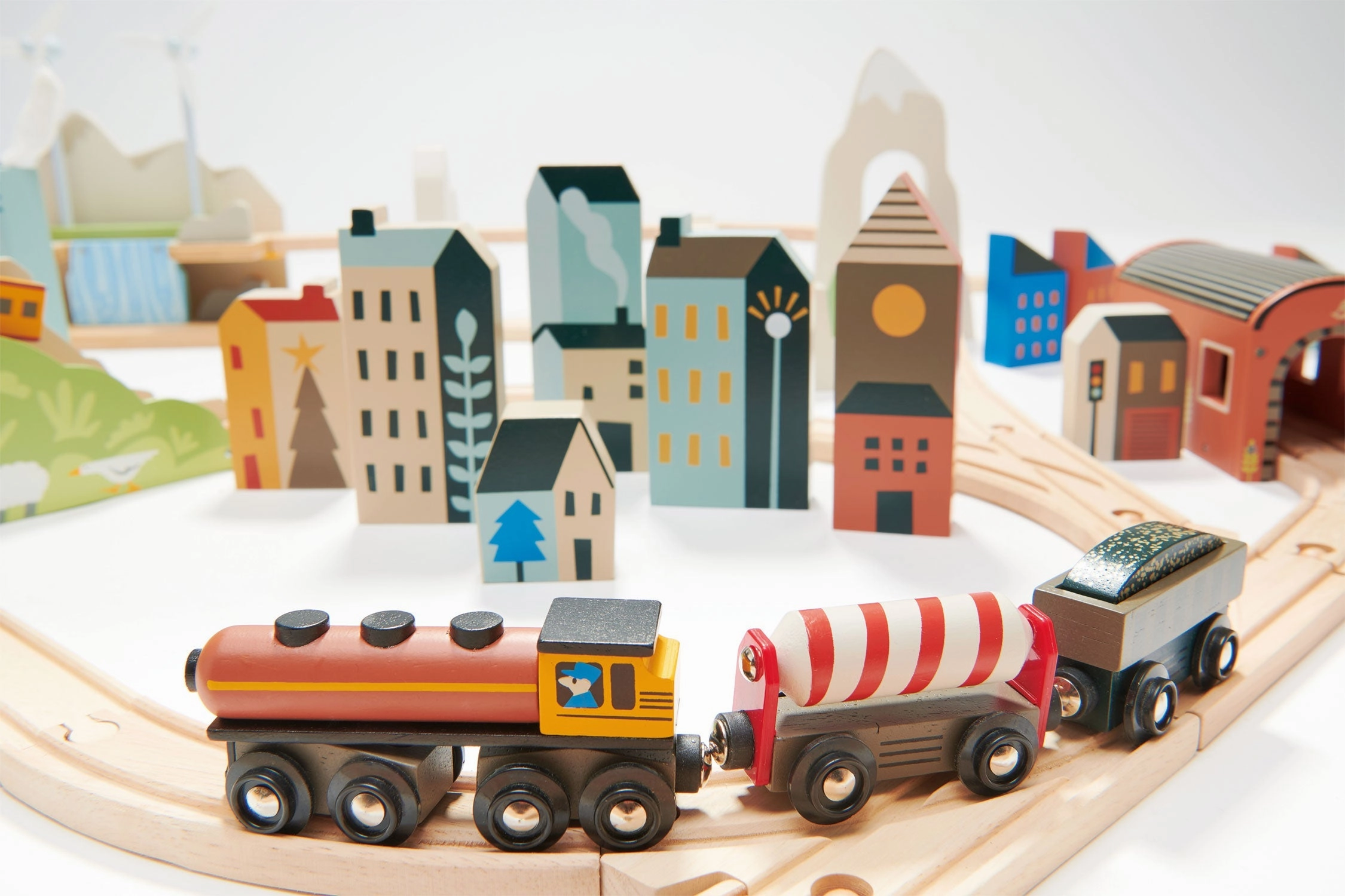 Mountain View Wooden Train Set