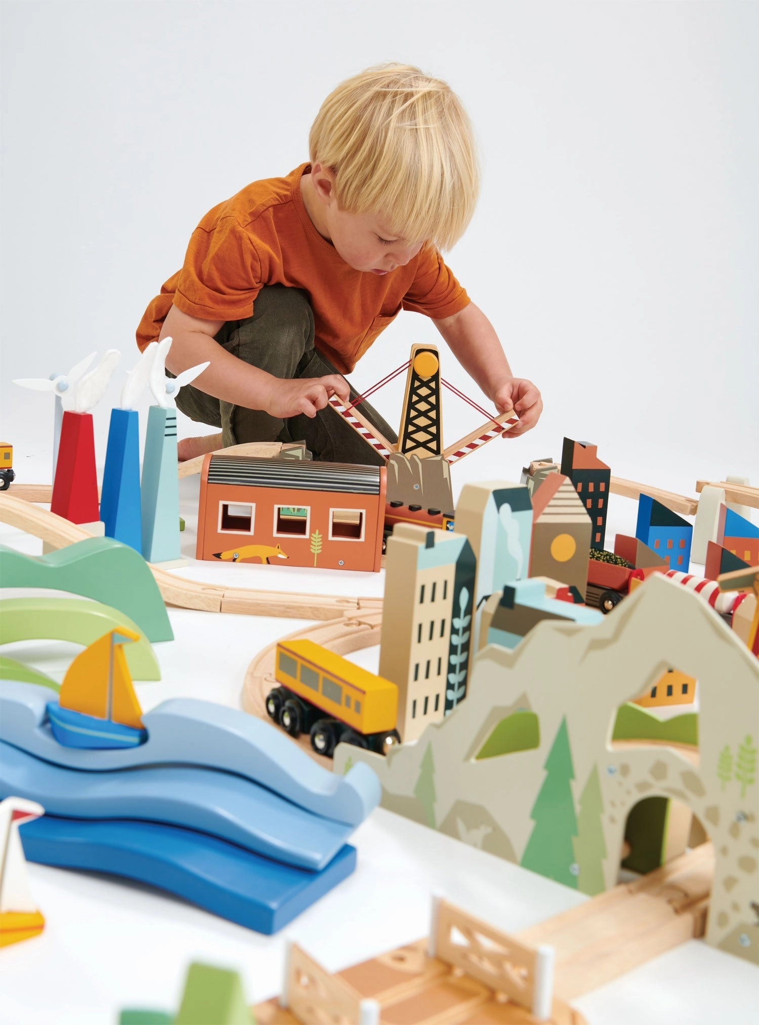 Mountain View Wooden Train Set