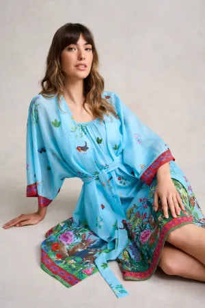 Nathalie Lt Cotton Silk Kimono - Summer Forest Print