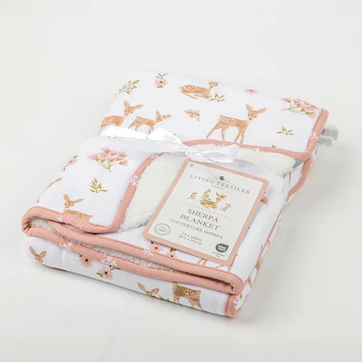 Organic Jersey Sherpa Baby Blanket Sophia Garden - Living Textiles