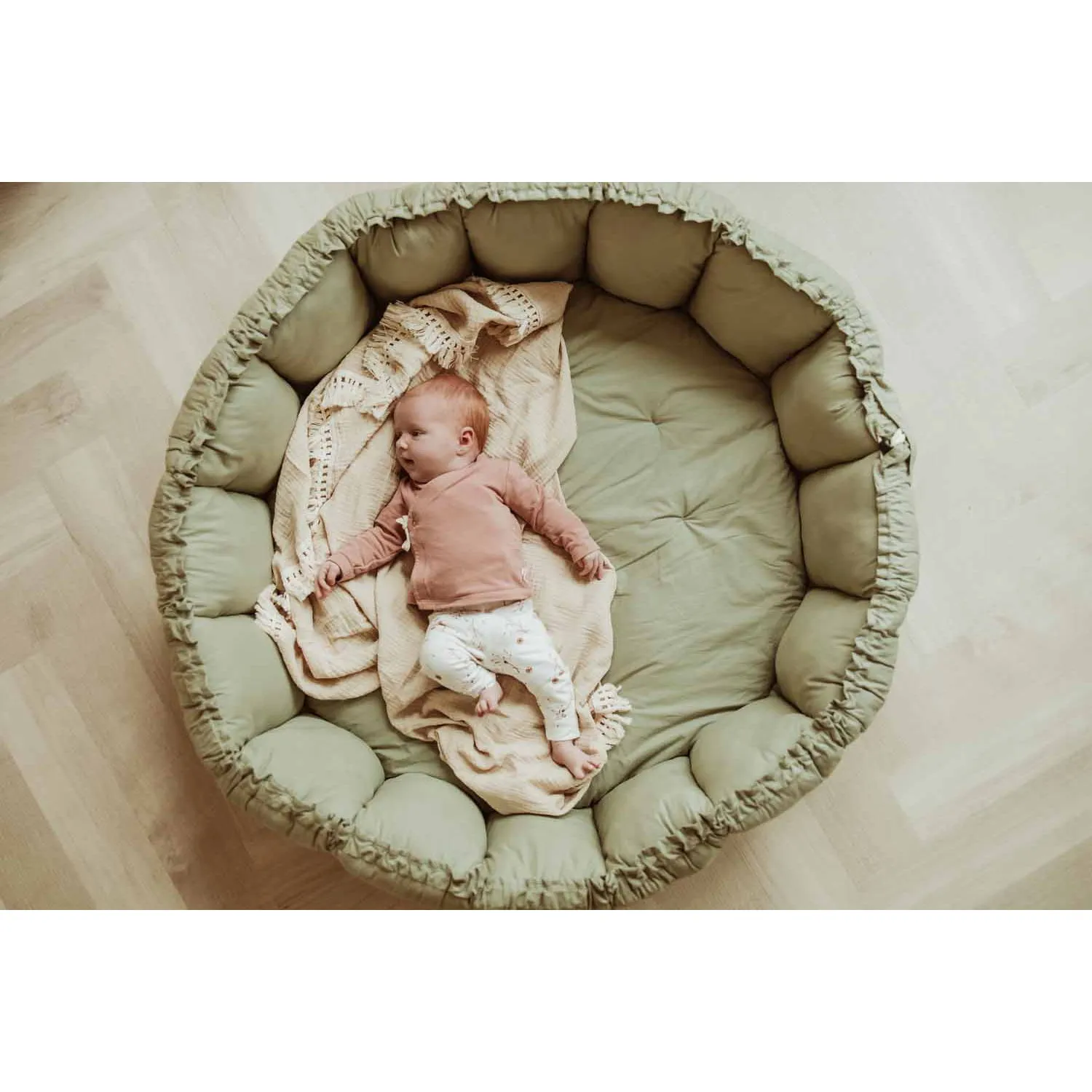 Play&Go Bloom Organic Baby Mat - Meadow Green - 130cm