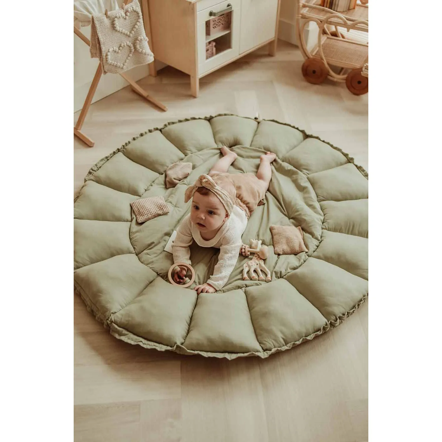 Play&Go Bloom Organic Baby Mat - Meadow Green - 130cm