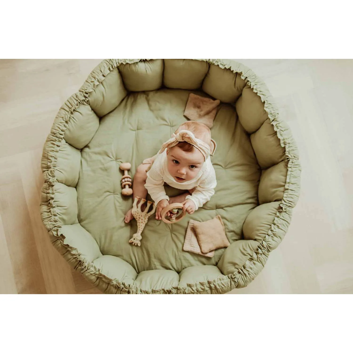 Play&Go Bloom Organic Baby Mat - Meadow Green - 130cm