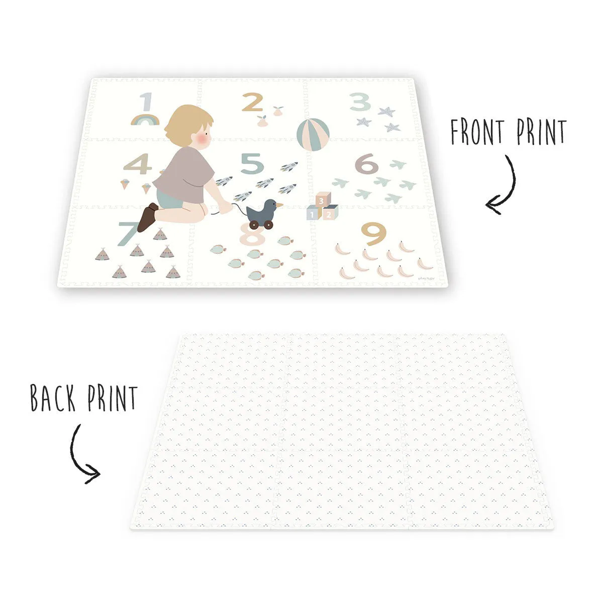 Play&Go EEVAA 3-in-1 Reversible Puzzle Playmat - Numbers - 180x180cm