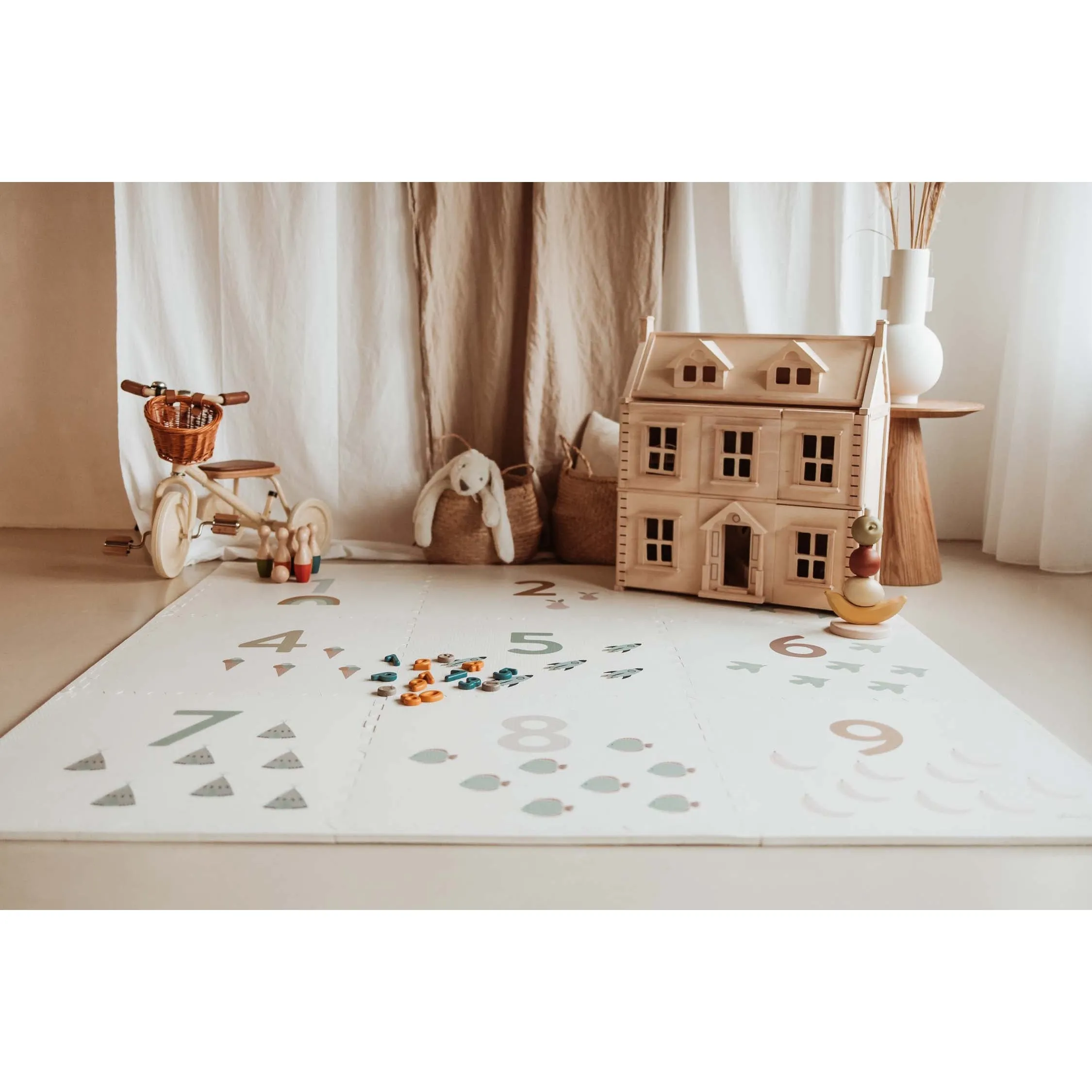 Play&Go EEVAA 3-in-1 Reversible Puzzle Playmat - Numbers - 180x180cm