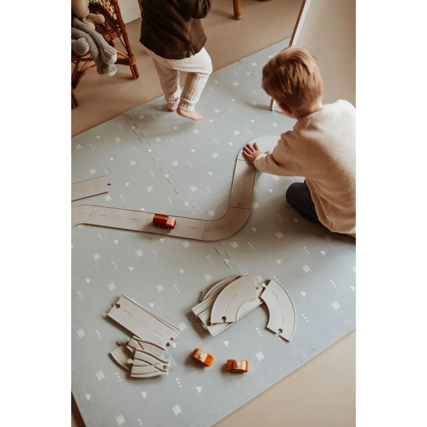 Play&Go EEVAA 3-in-1 Reversible Puzzle Playmat - Road Map - 120x180cm