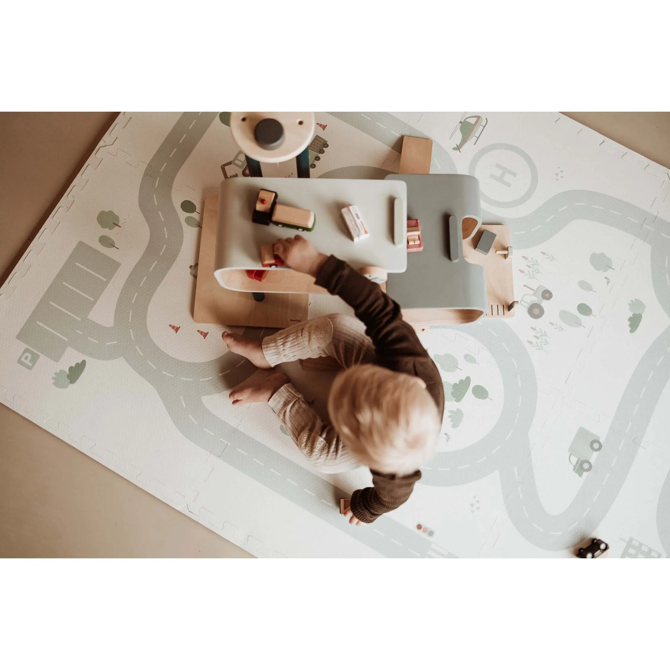 Play&Go EEVAA 3-in-1 Reversible Puzzle Playmat - Road Map - 120x180cm