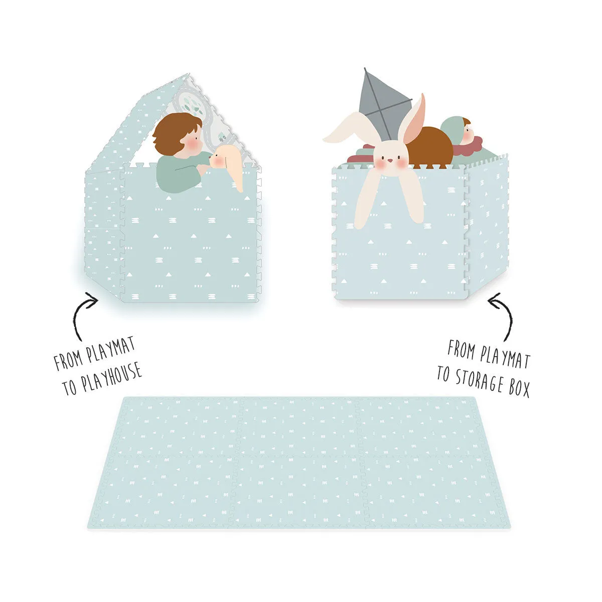 Play&Go EEVAA 3-in-1 Reversible Puzzle Playmat - Road Map - 120x180cm