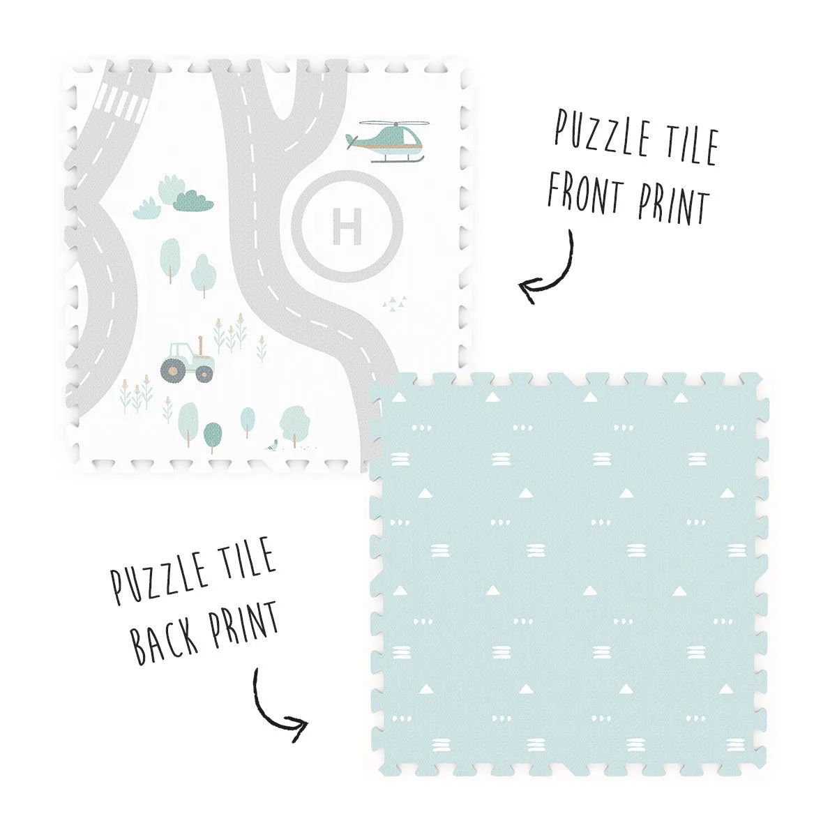 Play&Go EEVAA 3-in-1 Reversible Puzzle Playmat - Road Map - 120x180cm