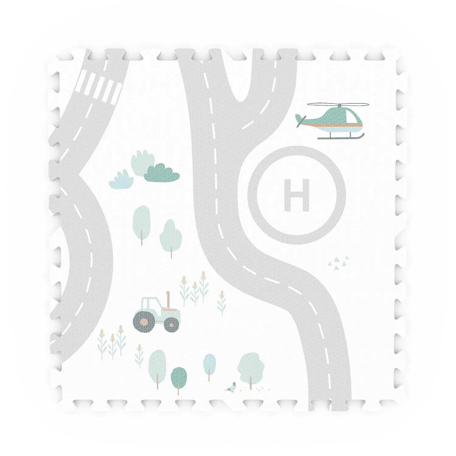 Play&Go EEVAA 3-in-1 Reversible Puzzle Playmat - Road Map - 120x180cm
