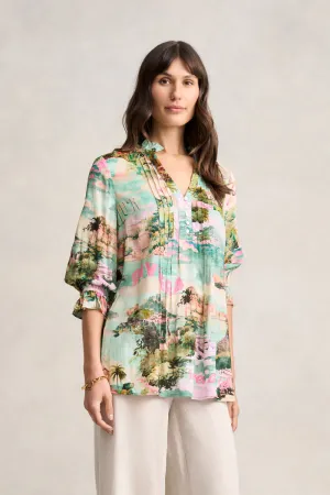 Pleat Front Kaftan - Holiday Print