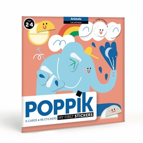 Poppik Baby Animals 6 Cards with 96 Stickers