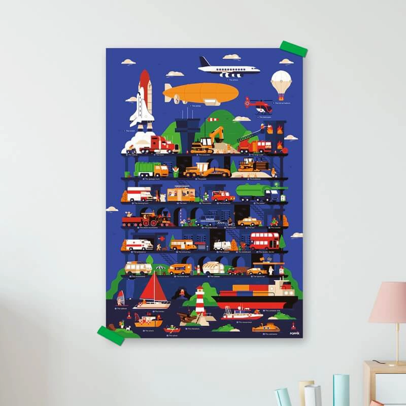 Poppik Discovery Vehicle Educational Poster with 44 Stickers