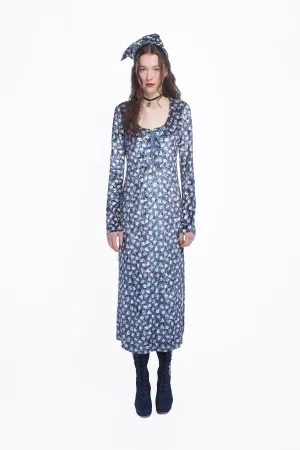 Posie Stretch Velvet Long Dress With Slit