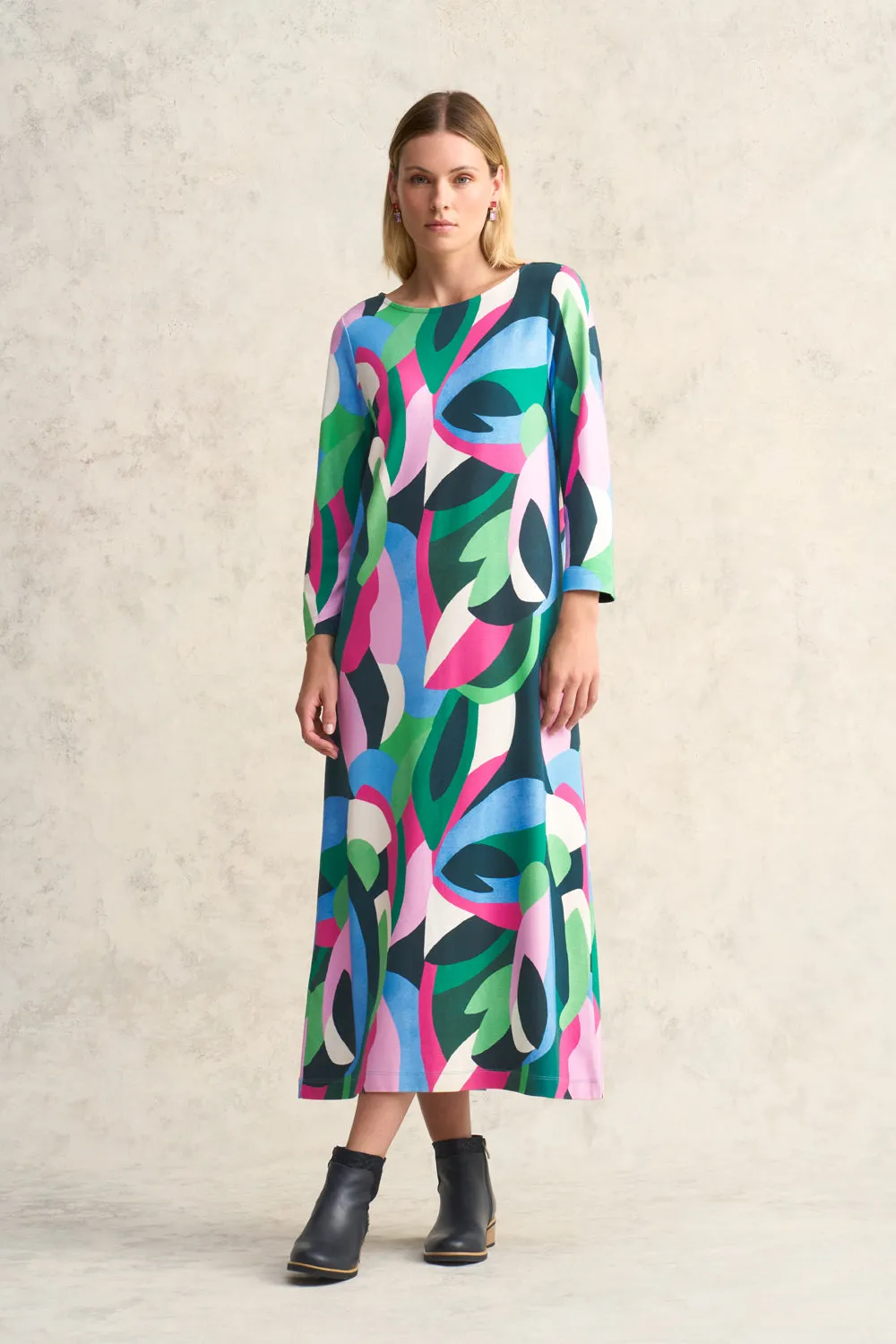 Printed Ponte Dress - Abstract Print