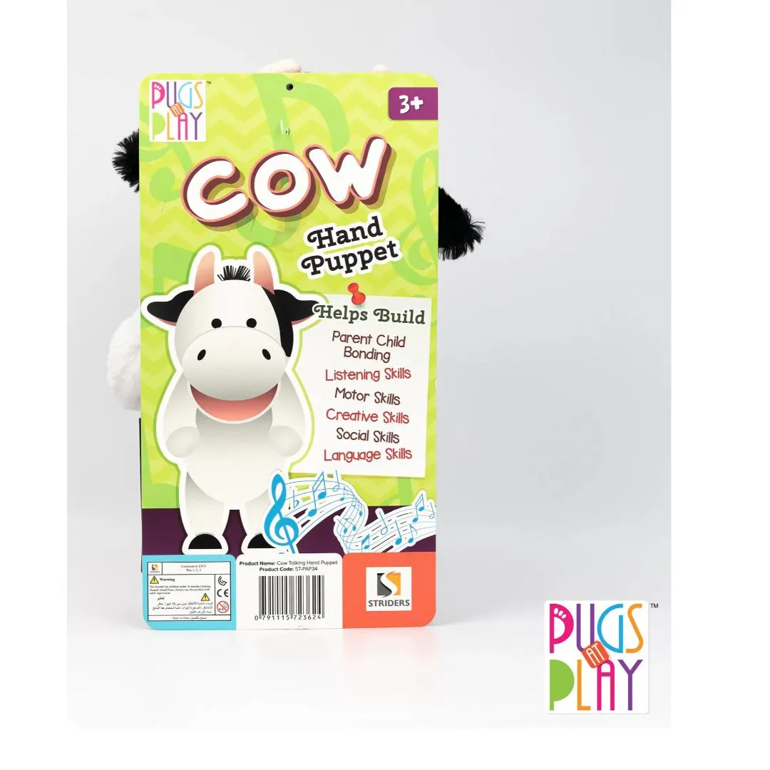 Pugs At Play The Talking Hand Puppet Cow Plush Toy