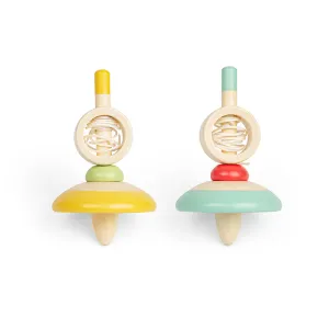 Pull String Spinning Tops - Light Blue, Yellow