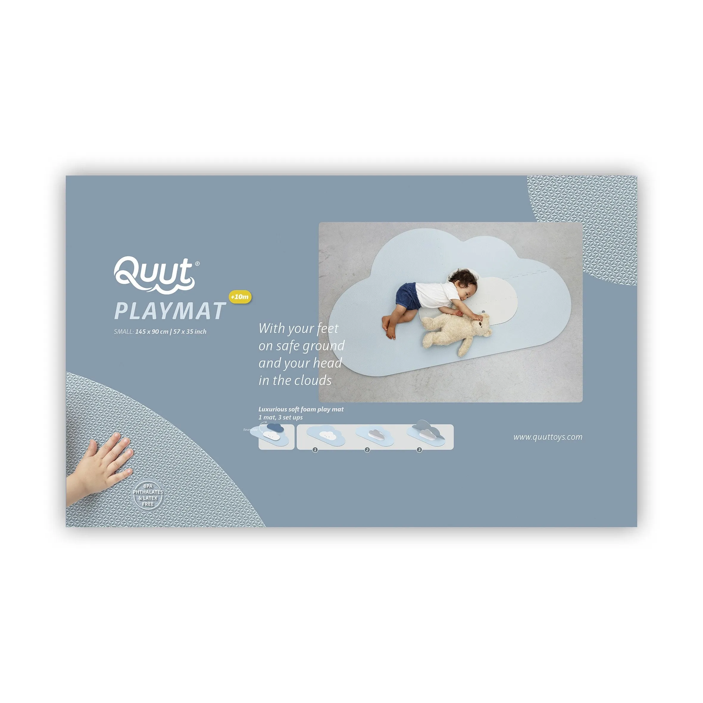 Quut Playmat - Head In The Clouds (S - 145 x 90cm) - Dusty Blue