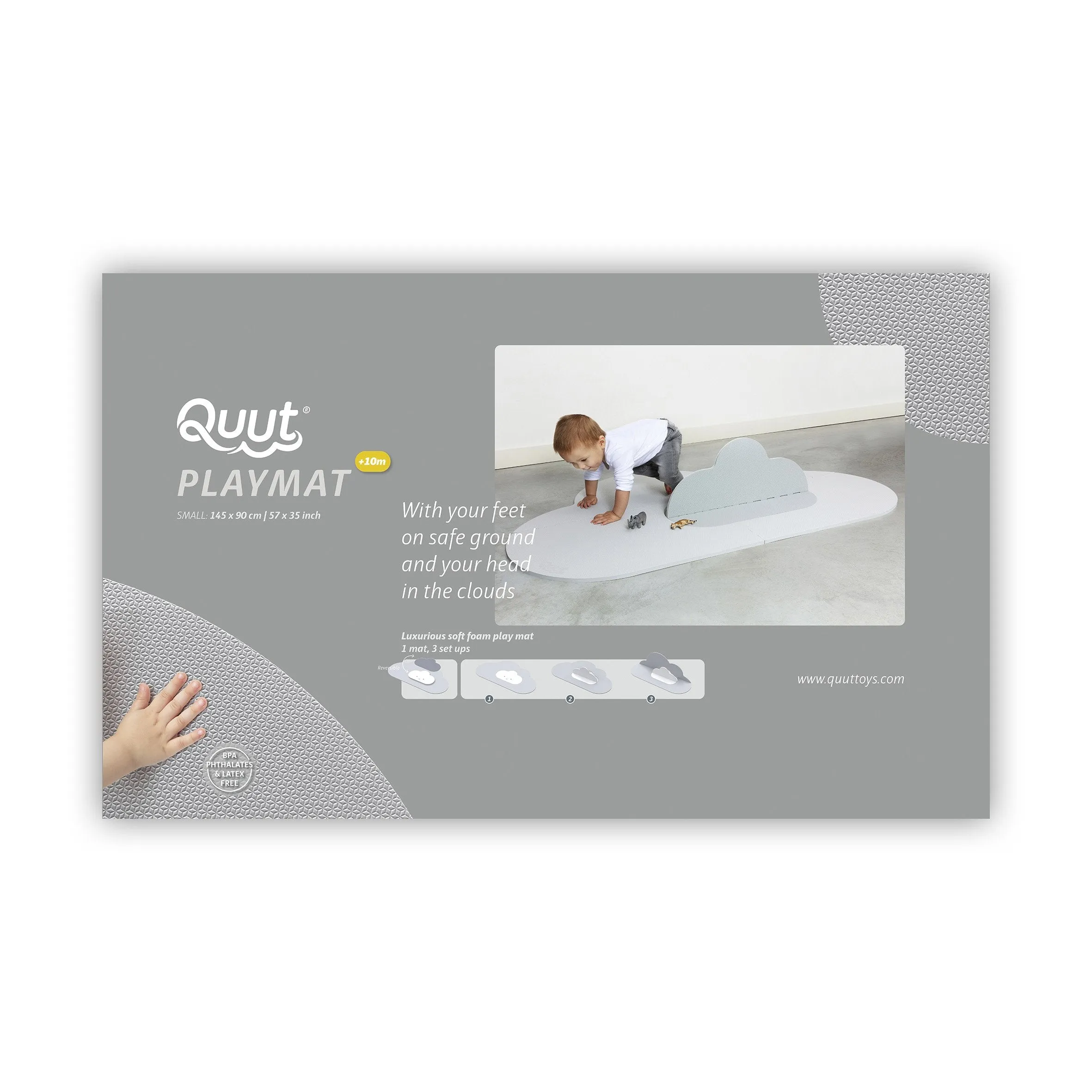 Quut Playmat - Head In The Clouds (S - 145 x 90cm) - Pearl Grey