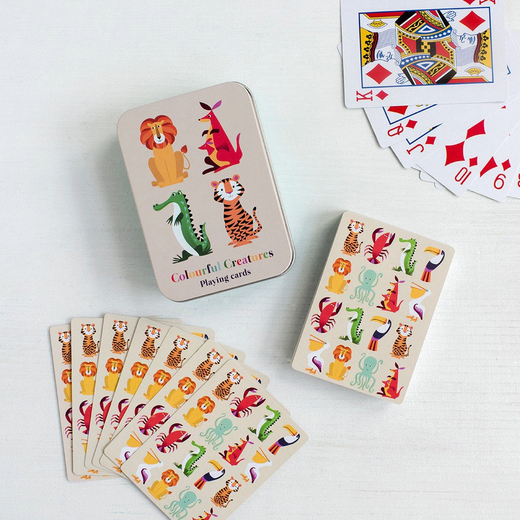 Rex Colourful Creatures Playing Cards in a Tin