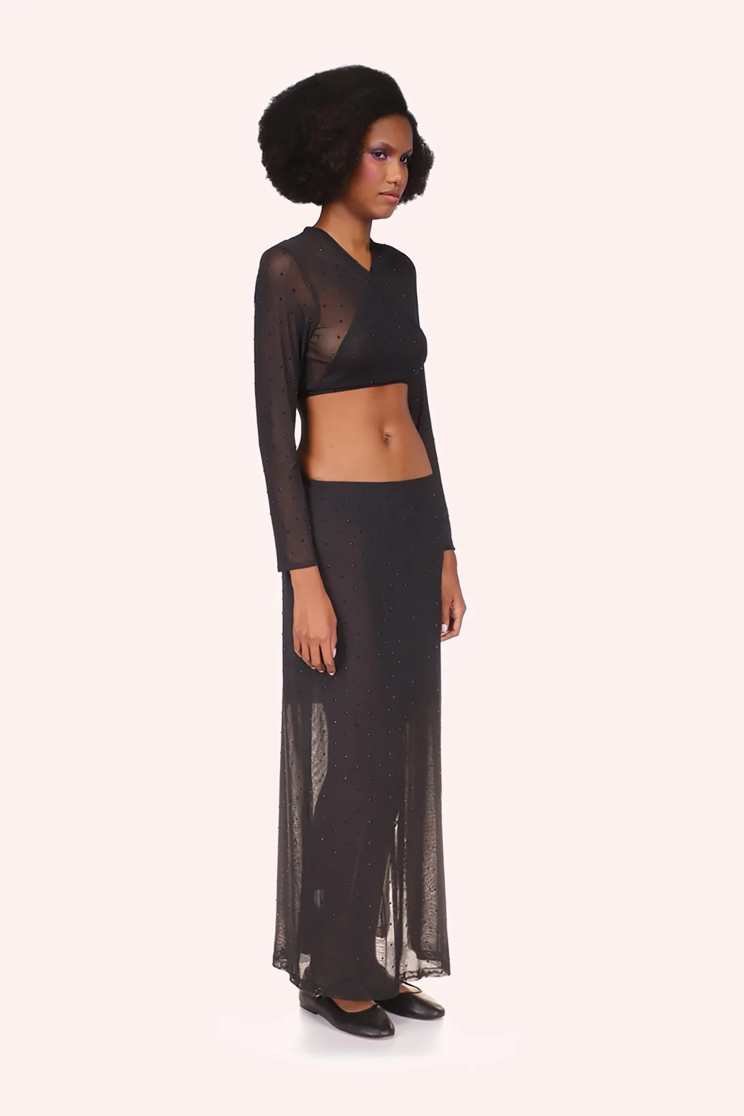 Rhinestone Mesh Tie Top