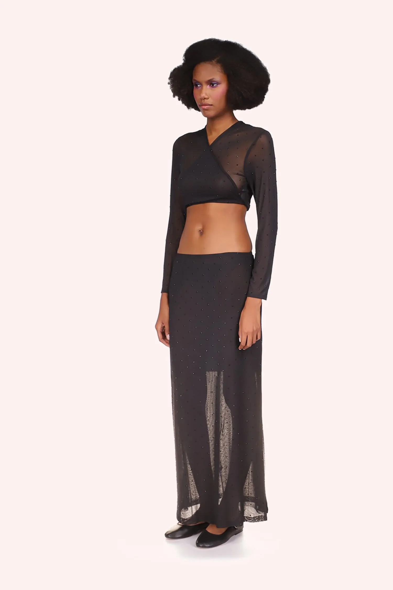 Rhinestone Mesh Tie Top