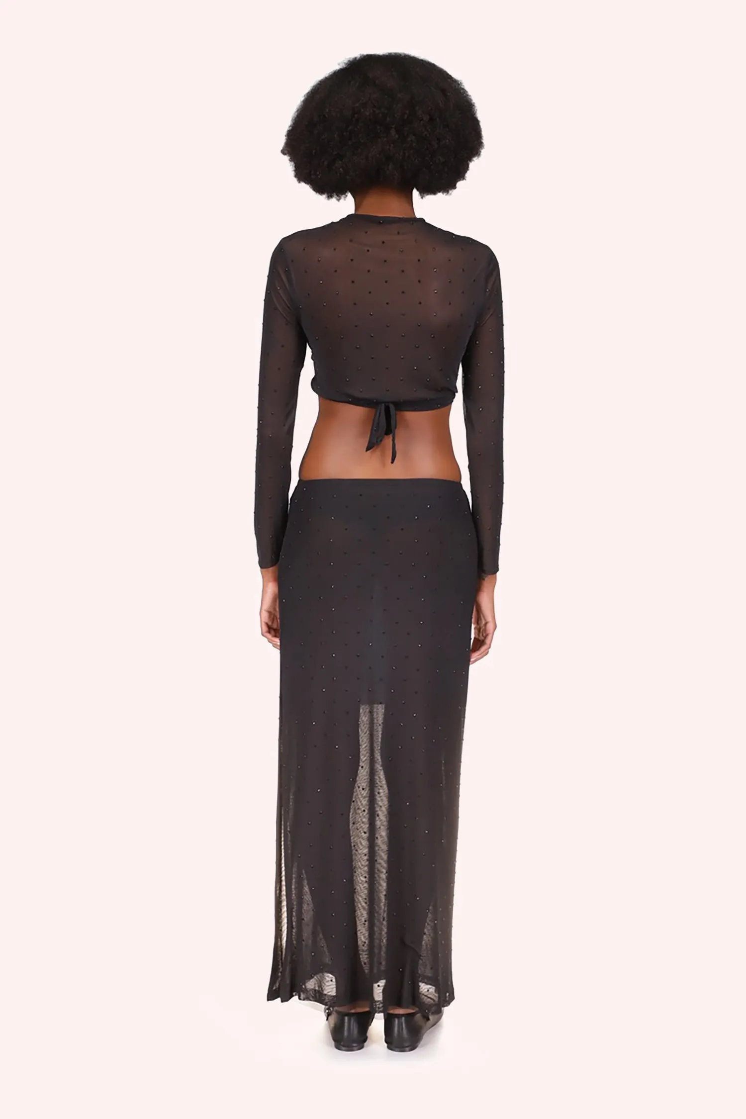 Rhinestone Mesh Tie Top