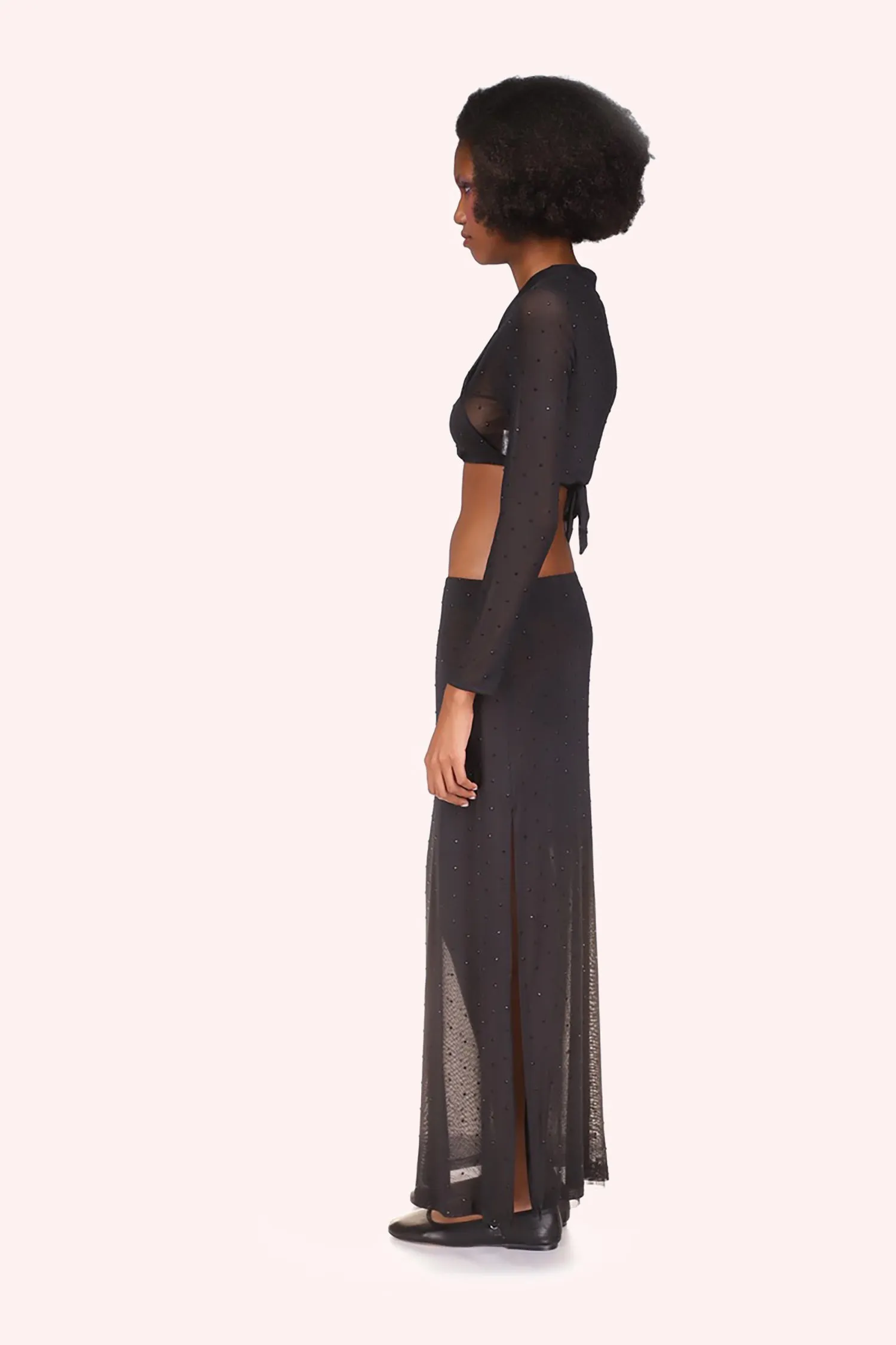 Rhinestone Mesh Tie Top