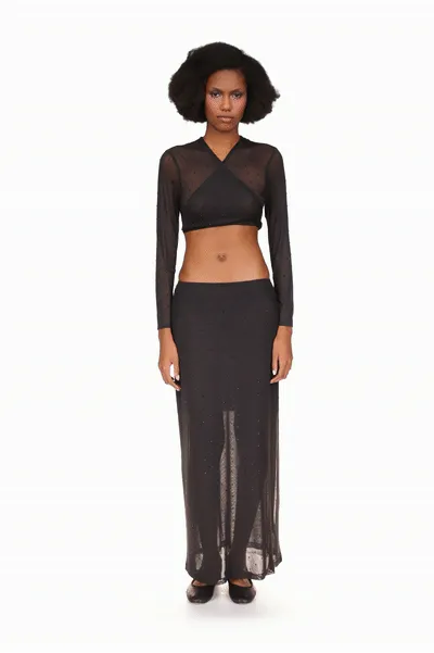 Rhinestone Mesh Tie Top