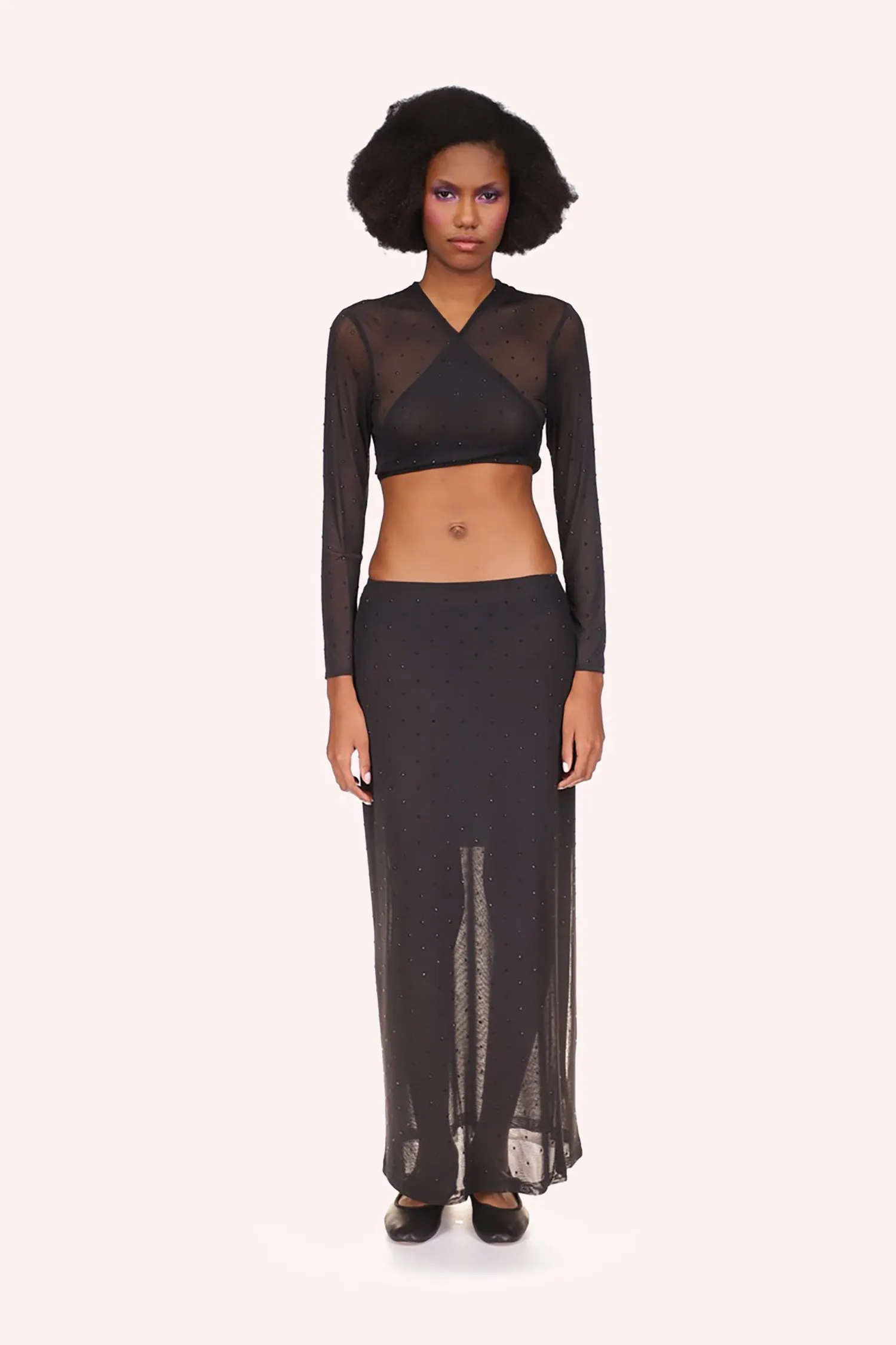 Rhinestone Mesh Tie Top