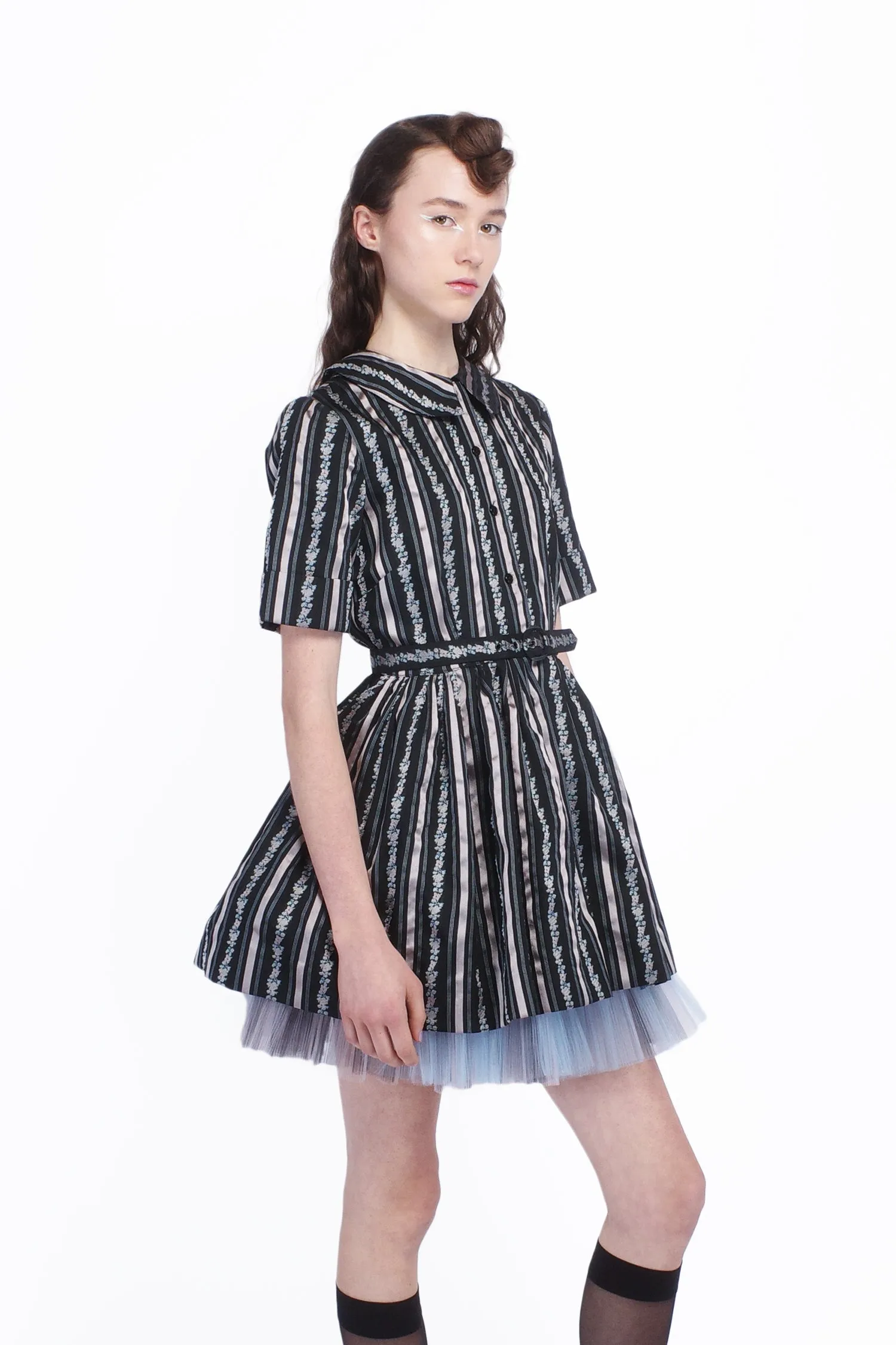 Ribbon Roses Belted Mini Dress