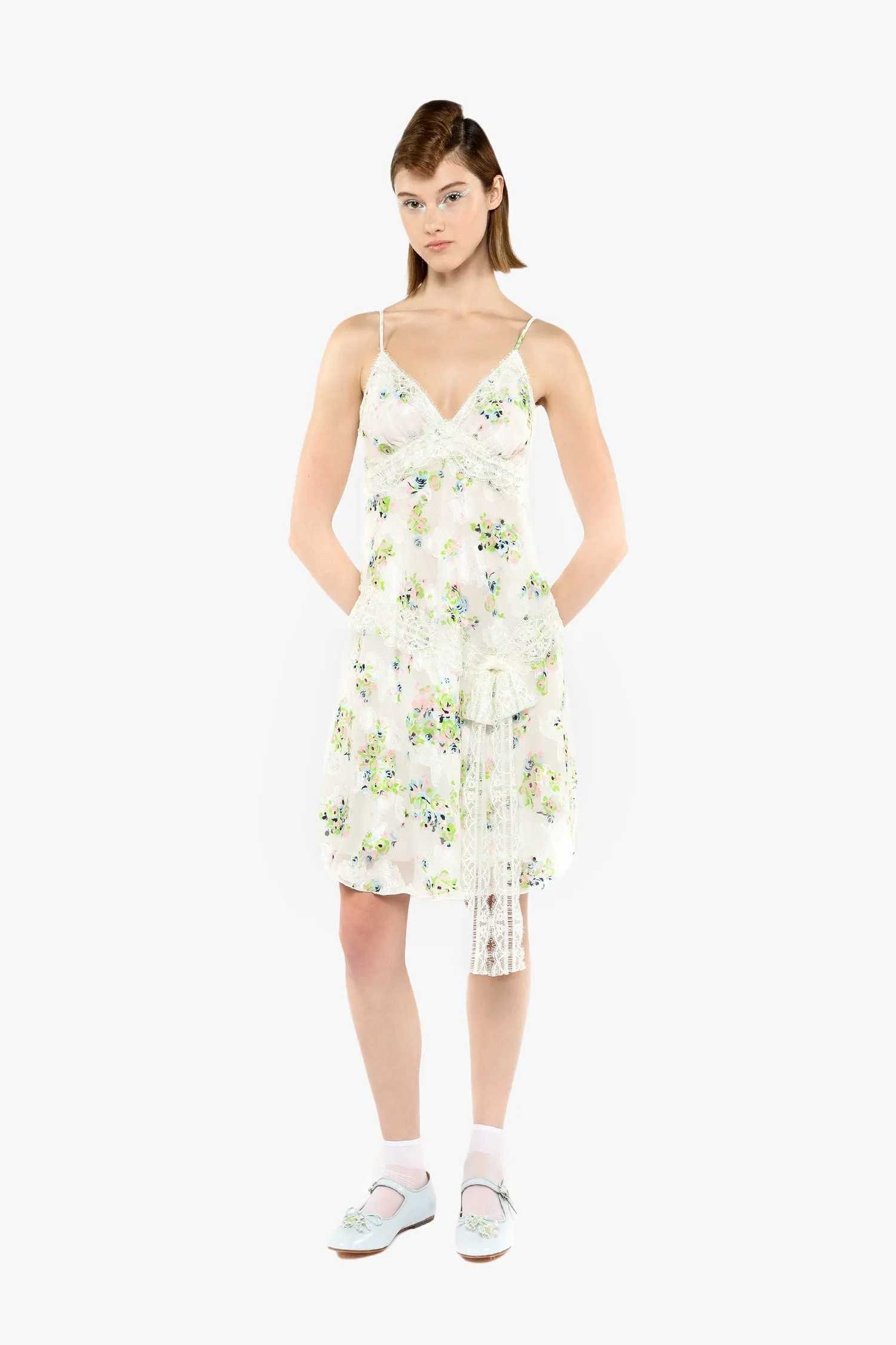 Rosies Posies Chiffon Romantic Lace Slip Dress