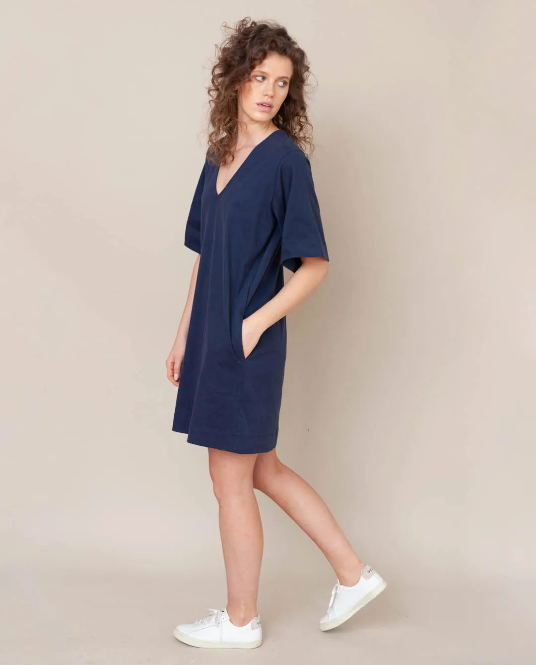 Sasha Organic Cotton Dress In Midnight