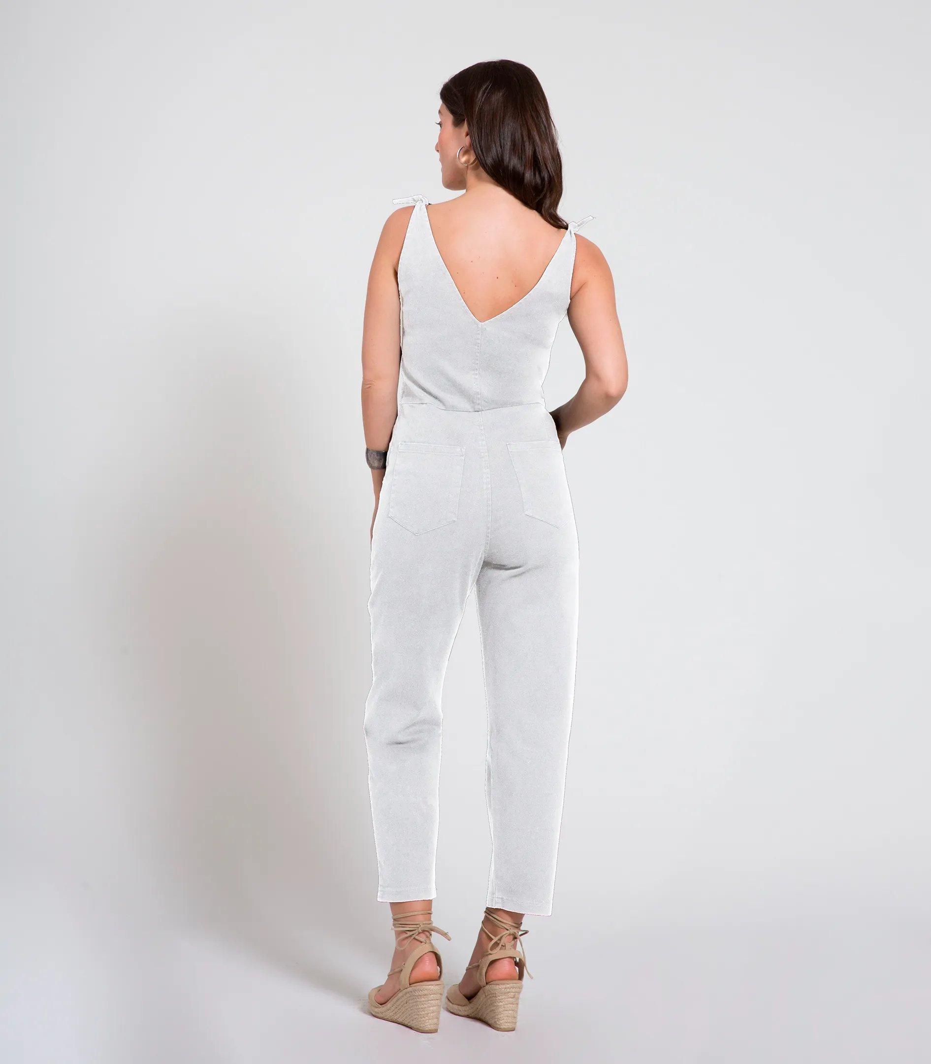 Slate Tie Strap Coveralls - White