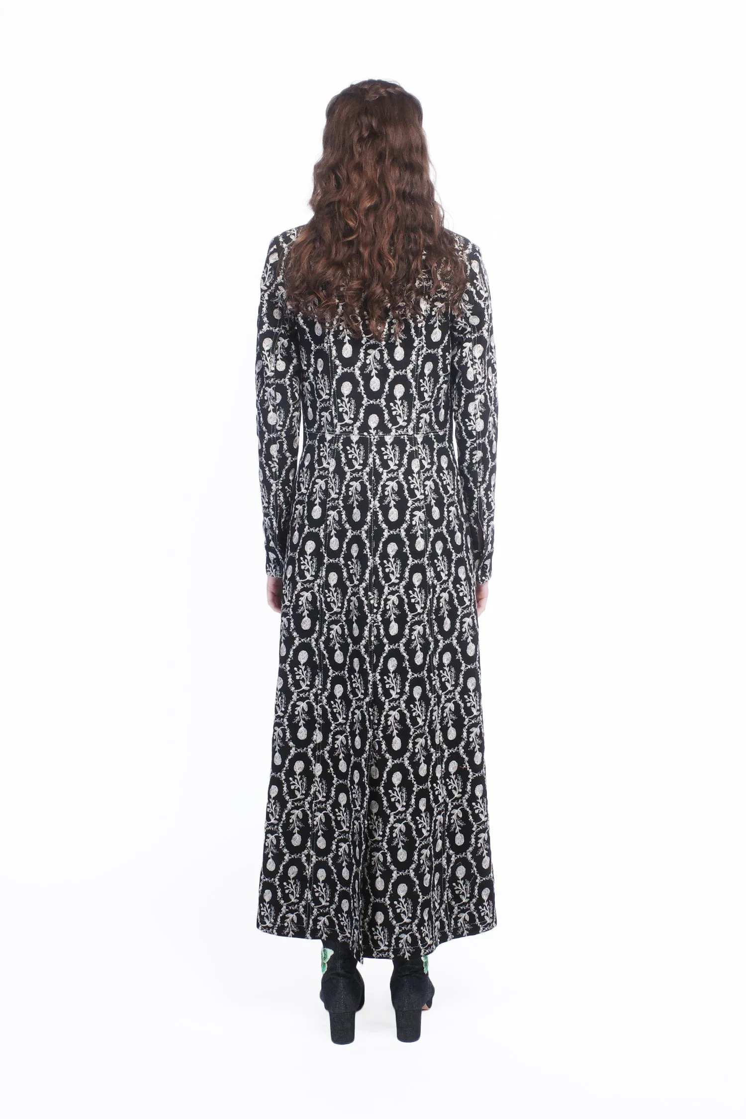 Sleeping Beauty Embroidered Faux Suede Long Coat