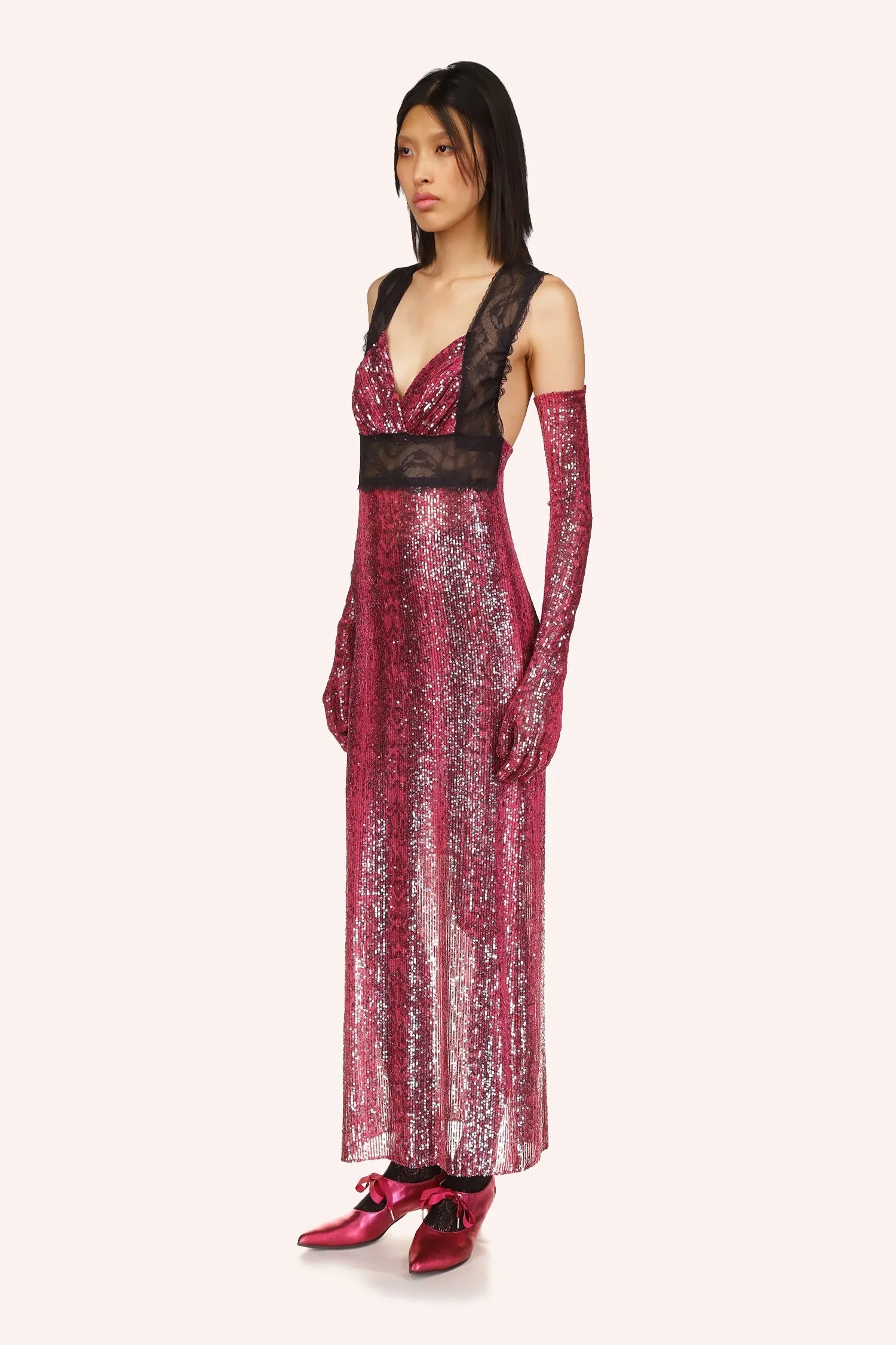 Snakeskin Sequin & Lace Dress