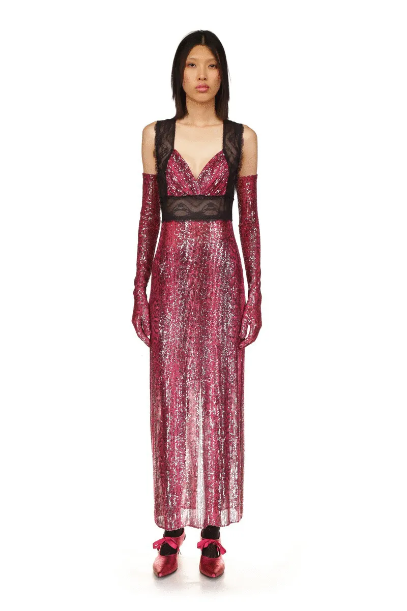 Snakeskin Sequin & Lace Dress
