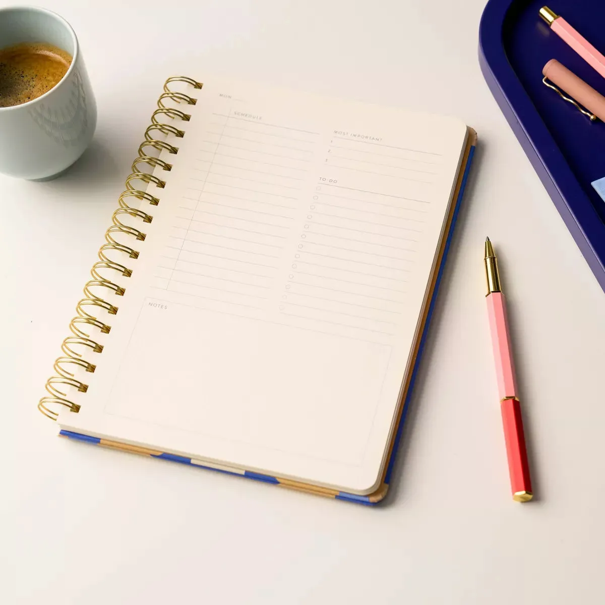 Spiral Hardcover Daily Planner - Modern Floral