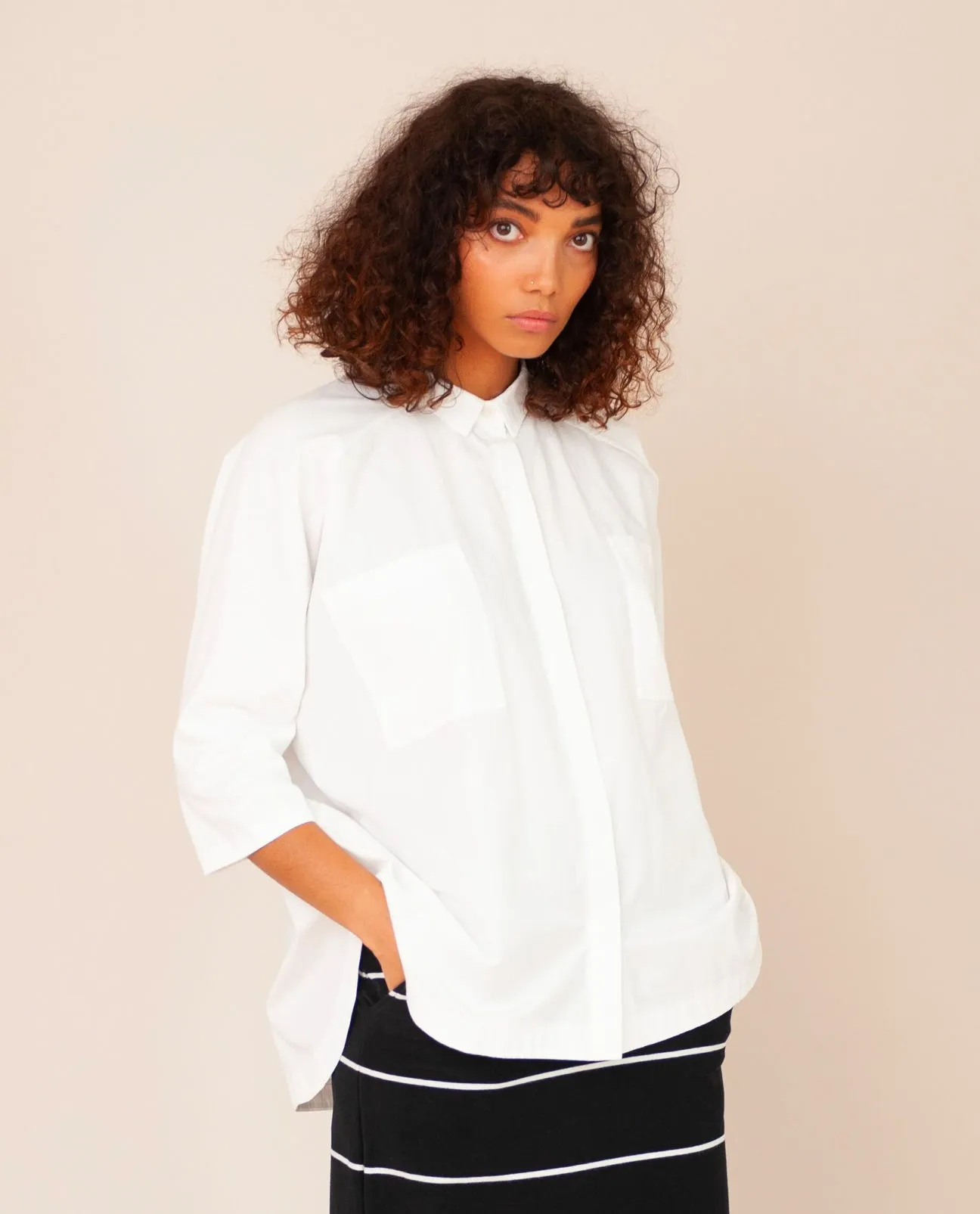 Stephanie Organic Cotton Shirt In Off White