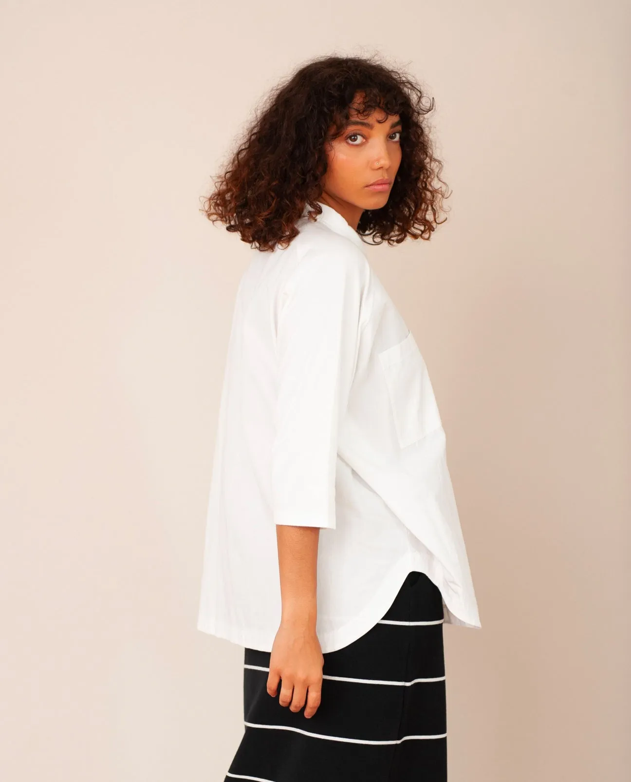 Stephanie Organic Cotton Shirt In Off White