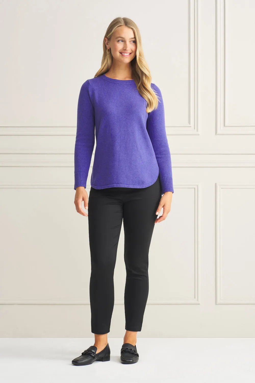 Stitch Detail Cotton Knit - Purple Marle