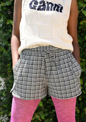 Stretch Seersucker Shorts - Mini Check Black