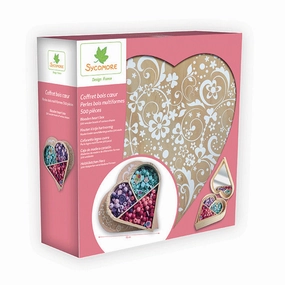 Sycomore Wooden Heart Box Multiform Beads
