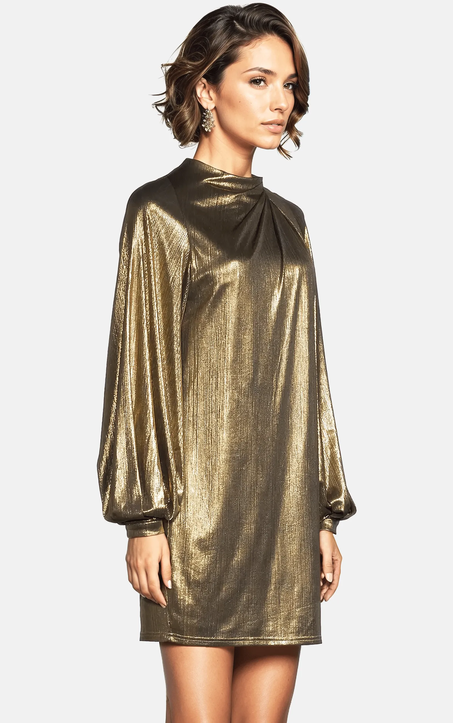 The Aria Metallic Mini Dress - Gold