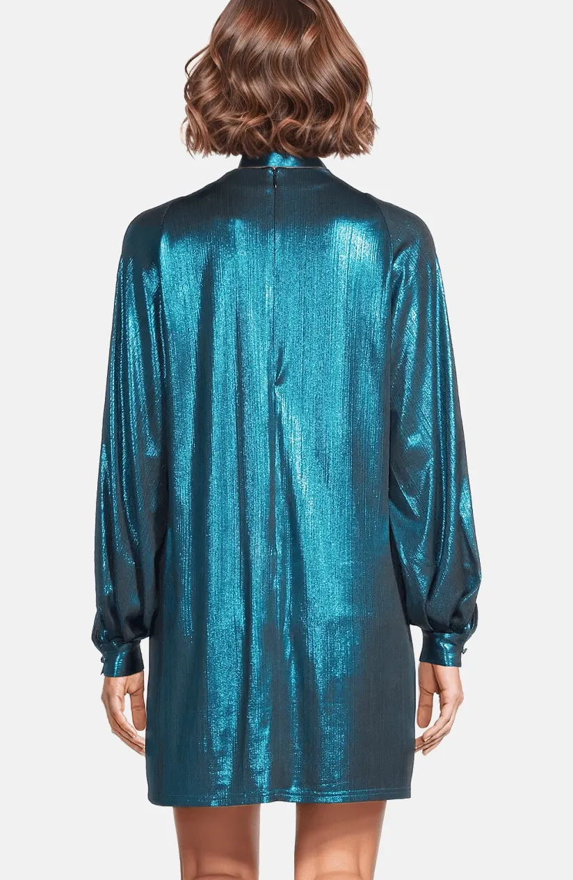 The Aria Metallic Mini Dress - Turquoise