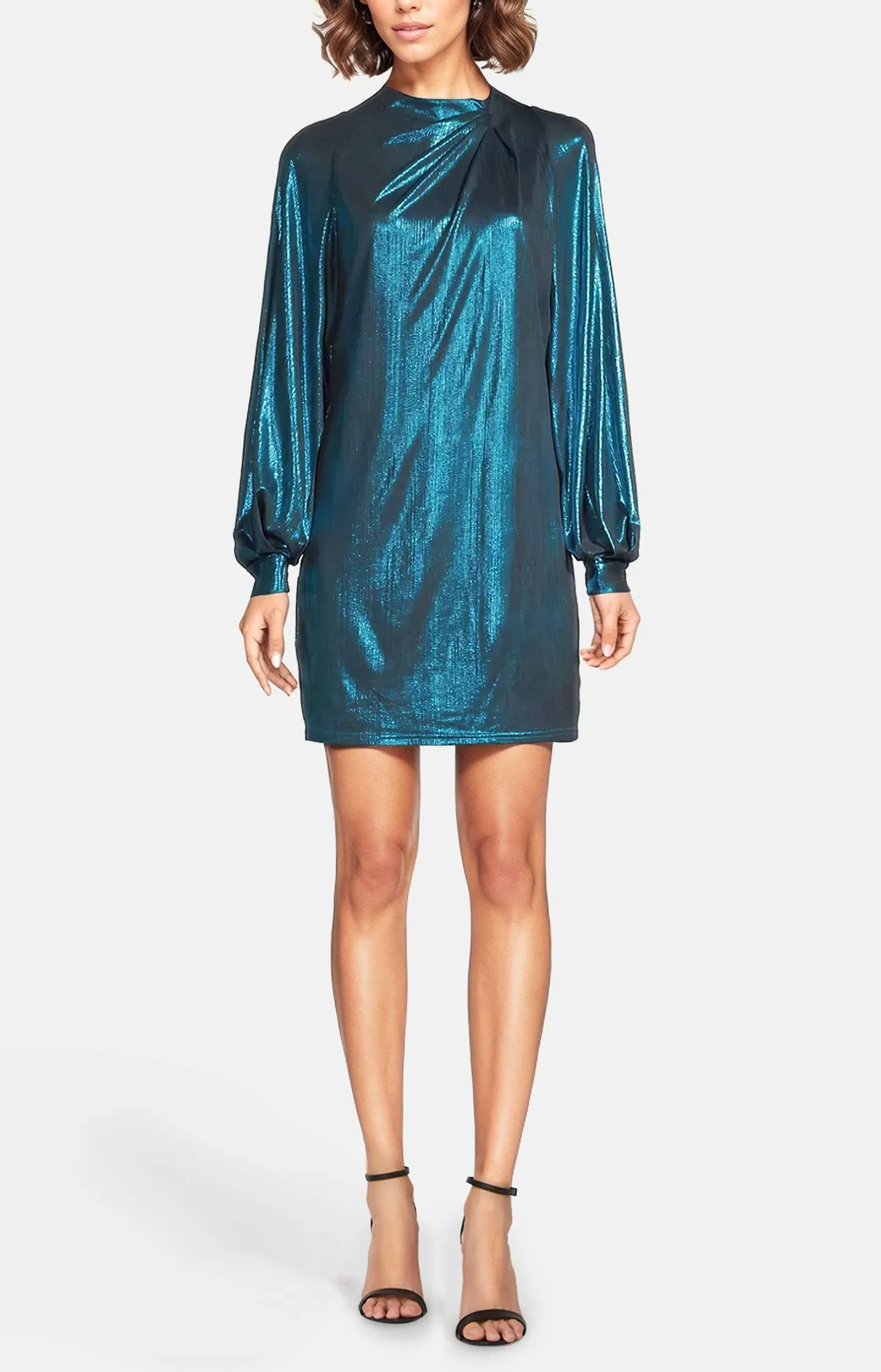 The Aria Metallic Mini Dress - Turquoise