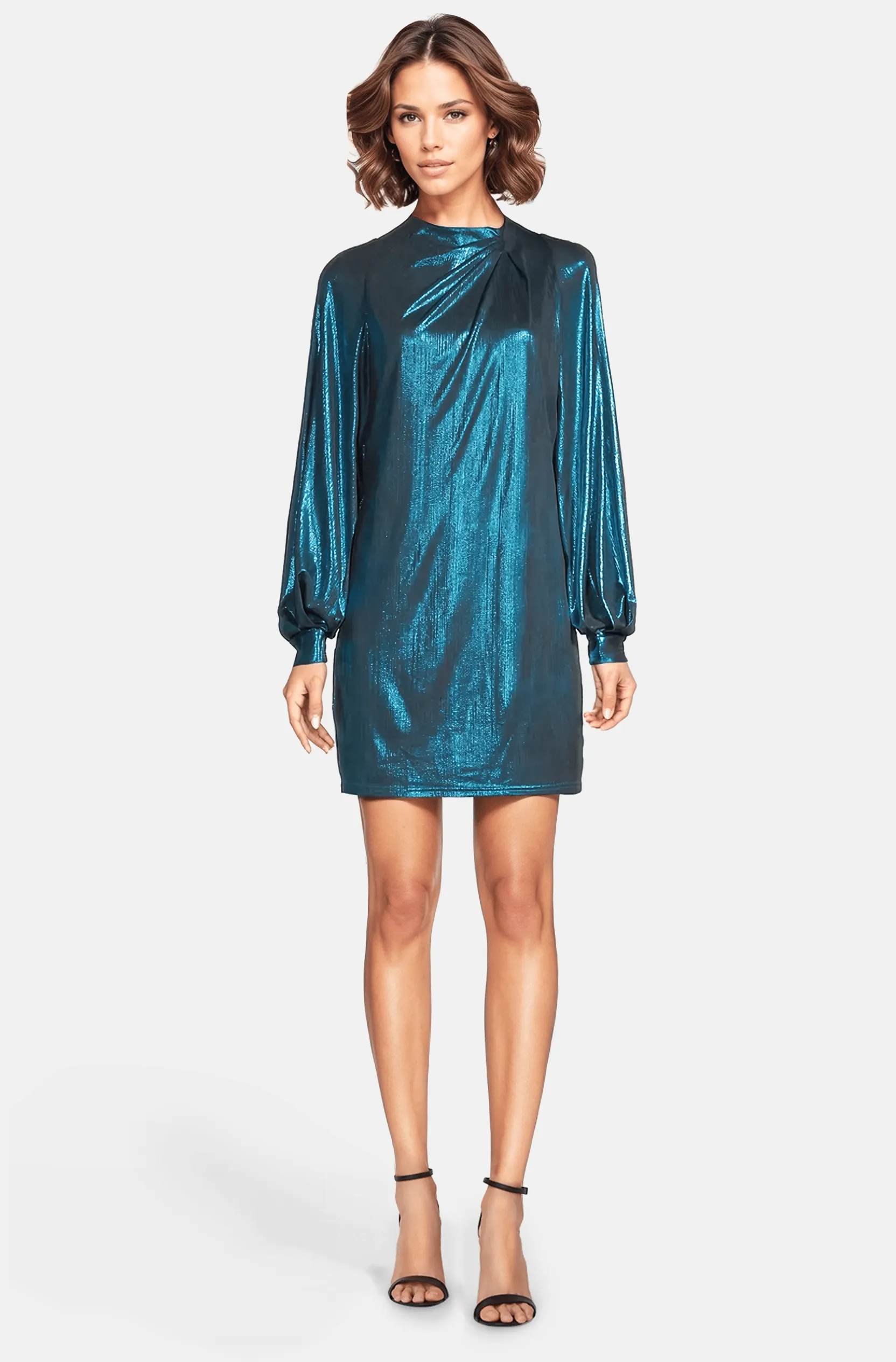The Aria Metallic Mini Dress - Turquoise