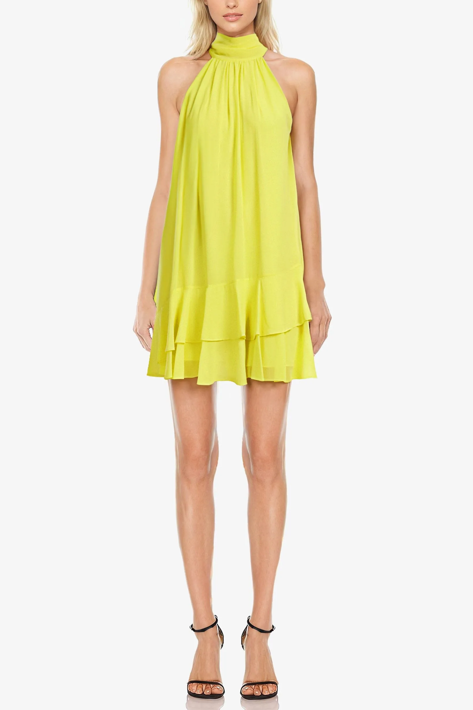 The Ava - Ruffle Halter Cocktail Dress